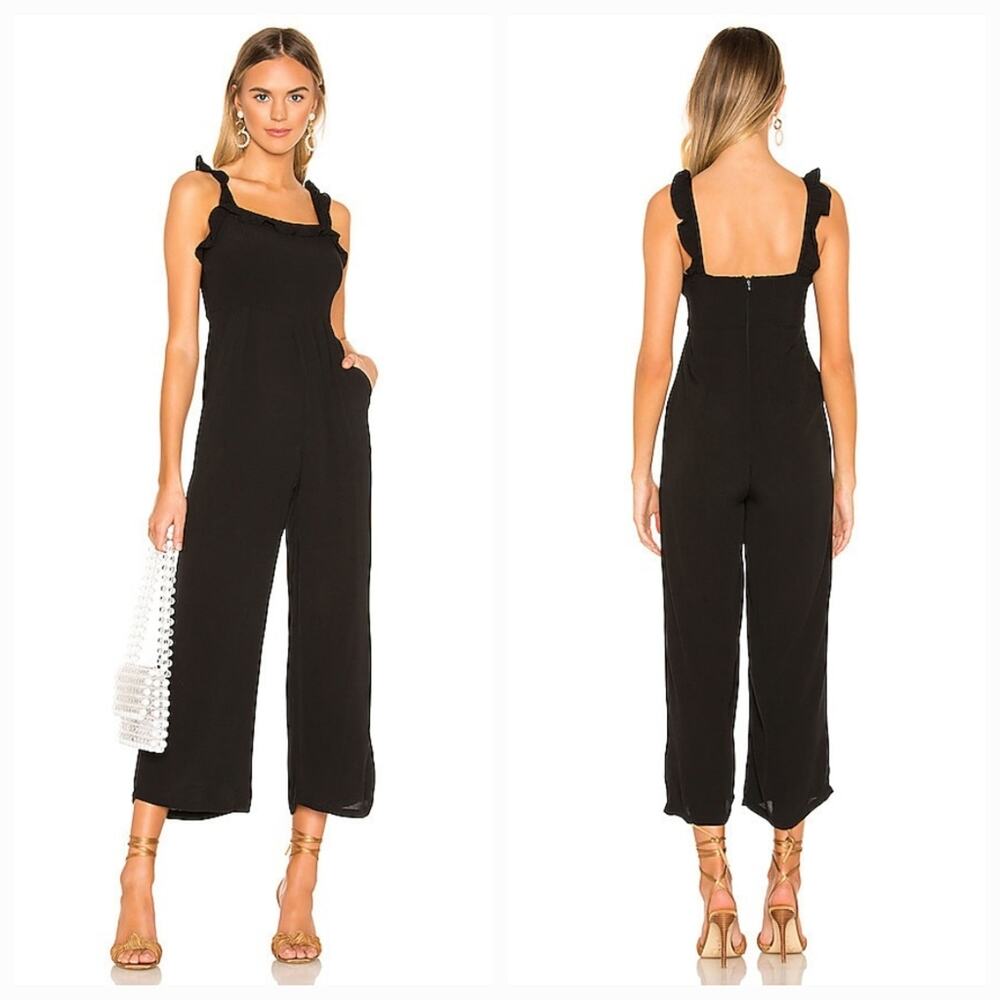 Superdown Victoria Ruffle Jumpsuit in Black Small